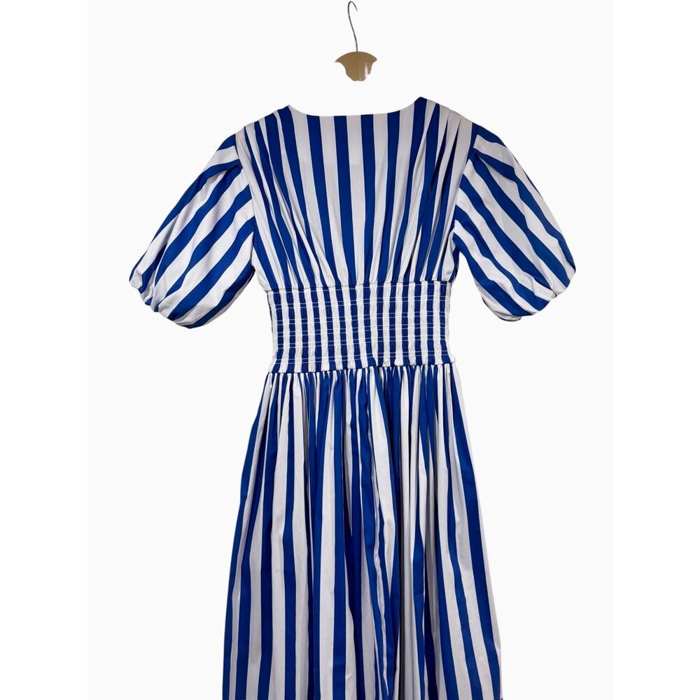 AYR The Extra Extra Puff Sleeve Midi Dress in Blue Stripe Women's XS - Picture 5 of 9